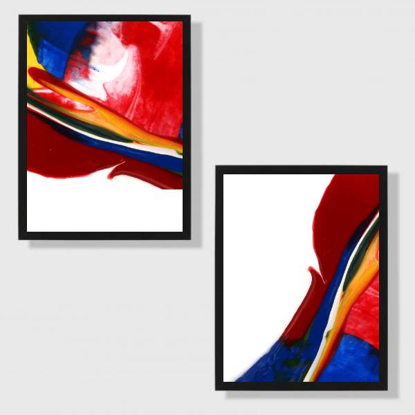 Kit 2 Quadros Abstratos Multicoloridos