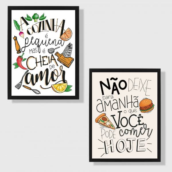 Kit 2 Quadros Frases Cozinha Humor