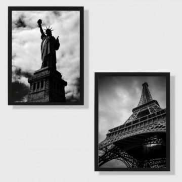 Kit 2 Quadros Paris e New York