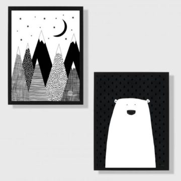 Kit 2 Quadros Urso Escandinavo