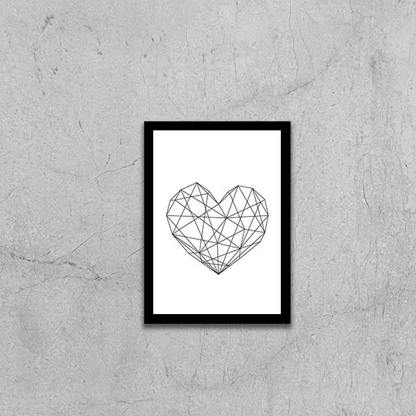 Quadro Coração Geométrico Fundo Branco