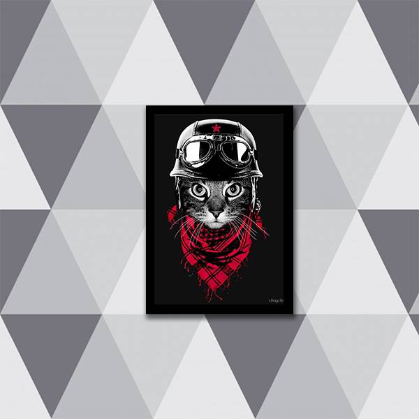 Quadro Decorativo Gato Motoqueiro