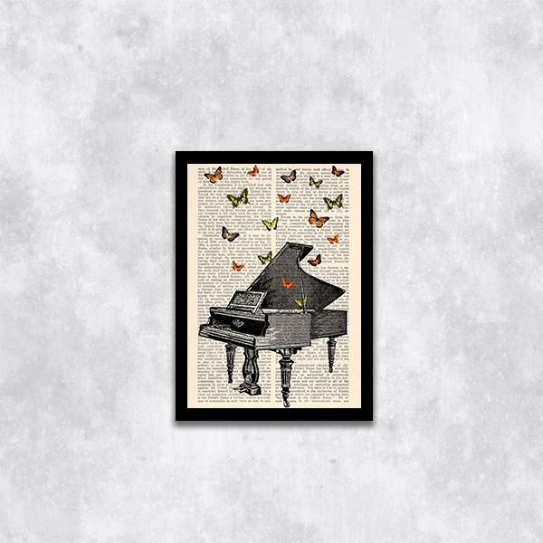 Quadro Decorativo Piano com Borboletas