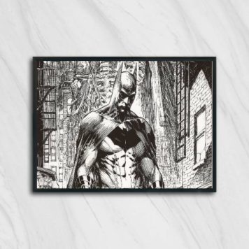 Quadro Desenho Batman Preto e Branco