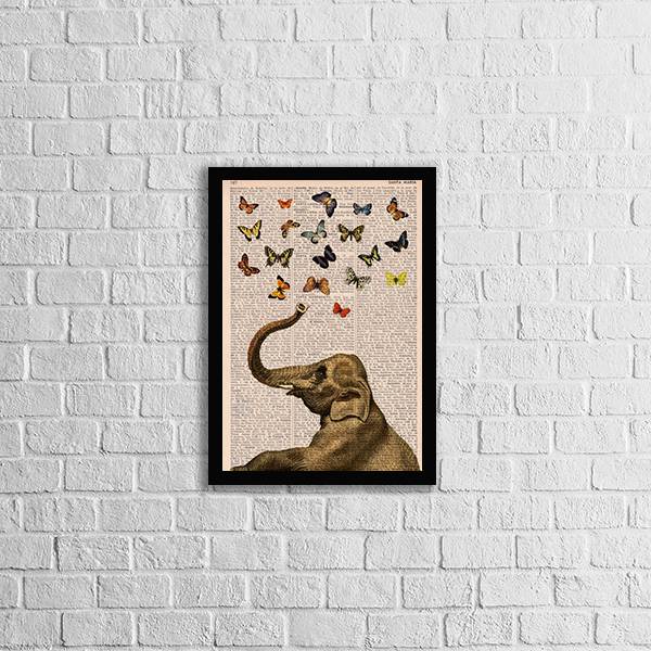 Quadro Elefante com Borboletas