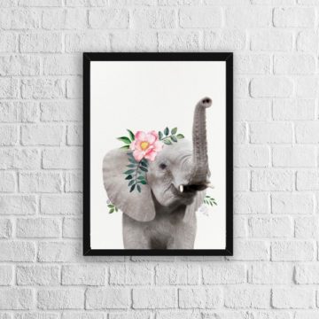 Quadro Elefante Flores