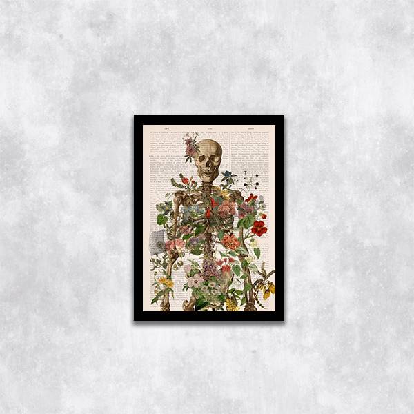 Quadro Esqueleto com Flores