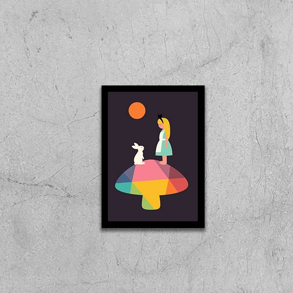 Quadro Figurativo Alice com Coelho