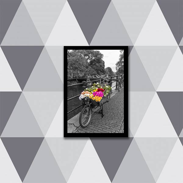Quadro Bicicleta com Flores Coloridas