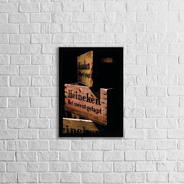 Quadro Caixa de Madeira Heineken
