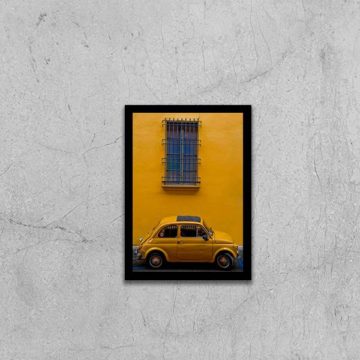 Quadro Fotografia Carro Retrô Amarelo