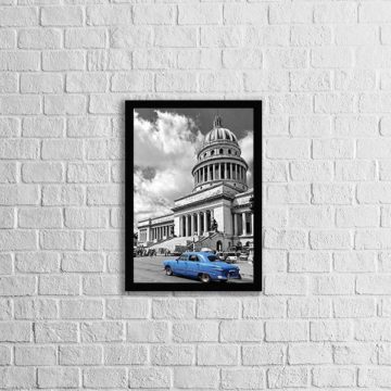 Quadro Fotografia Carro Vintage Azul