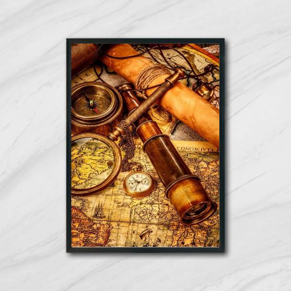 Quadro Cartografia com Lupa e Luneta