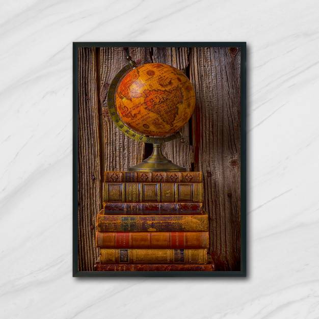 Quadro Globo e Livros