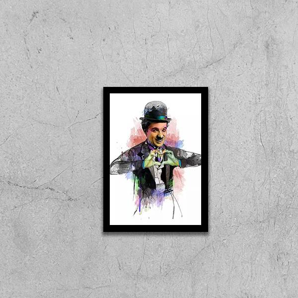 Quadro Ilustração Charlie Chaplin Coração
