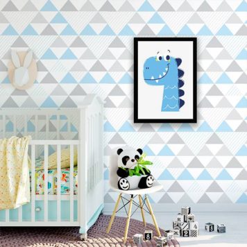 Quadro Ilustração Infantil Dinossaurinho Azul - Image 2