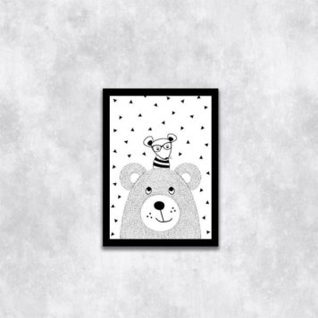 Quadro Ilustração Infantil Bichinhos Escandinavos