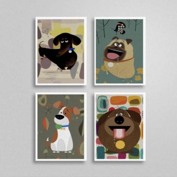 Kit 4 Quadros Cachorrinhos Pet