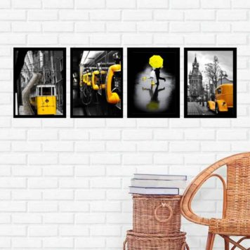 Kit 4 Quadros Fotografias Amarelas - Image 2