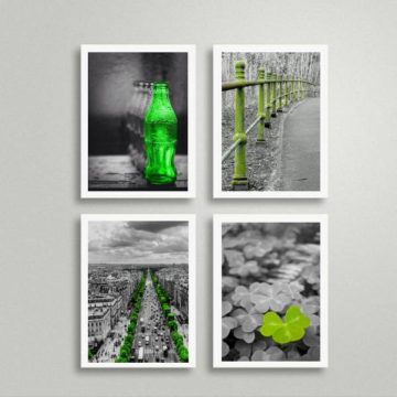 Kit 4 Quadros Fotografias Verdes