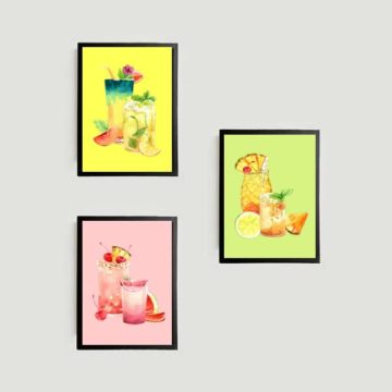 Kit 3 Quadros Sucos Naturais