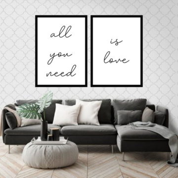 Kit 2 Quadros All You Need is Love