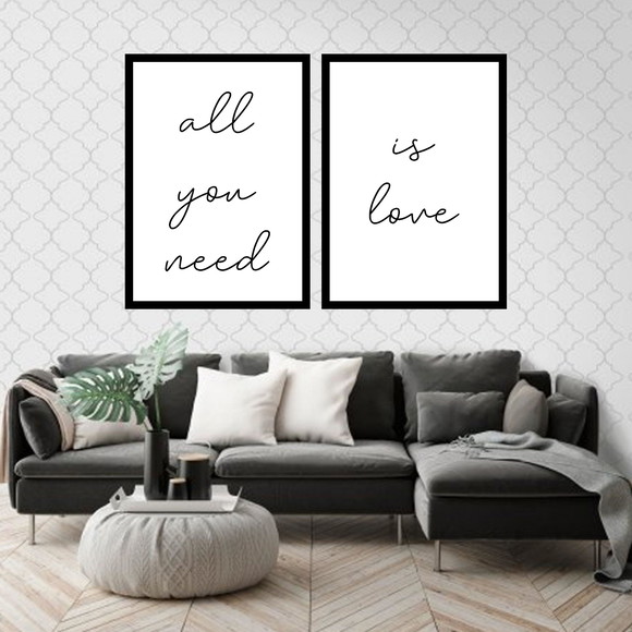 Kit 2 Quadros All You Need is Love