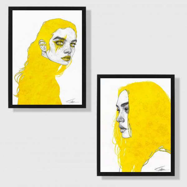 Kit 2 Quadros Women Yellow