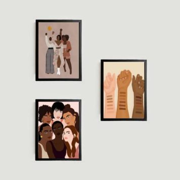 Kit 3 Quadros Stop Racism