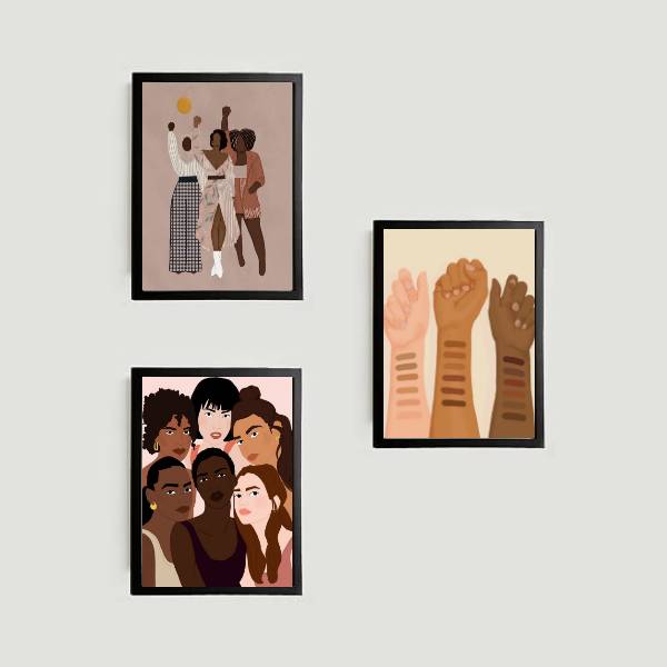 Kit 3 Quadros Stop Racism