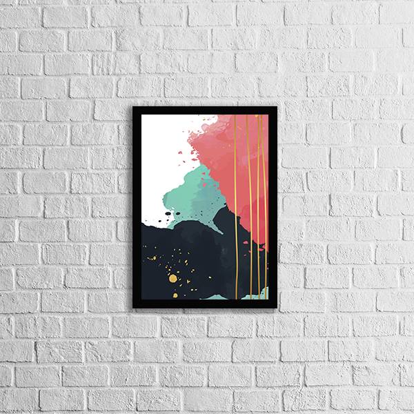 Quadro Abstrato Azul, Rosa e Preto I