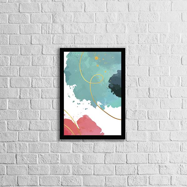 Quadro Abstrato Azul, Rosa e Preto II