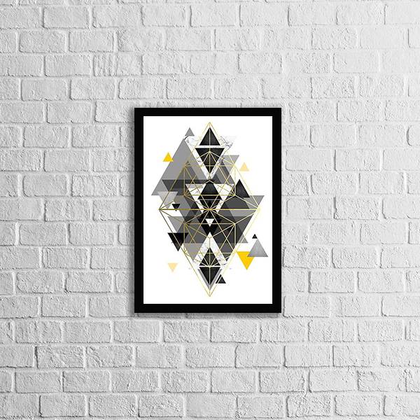 Quadro Abstrato Geométrico Triângulos Pretos