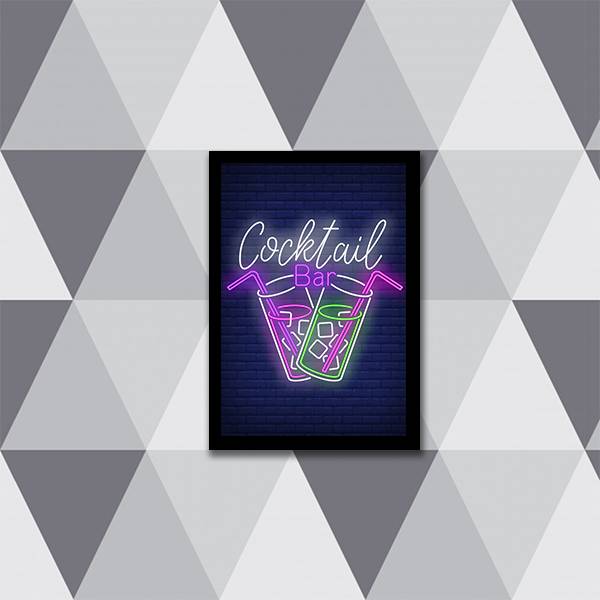 Quadro Decorativo Cocktail Bar Simulando Neon