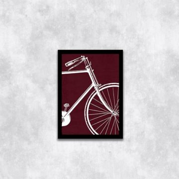 Quadro Desenho Bicicleta Fundo Vinho