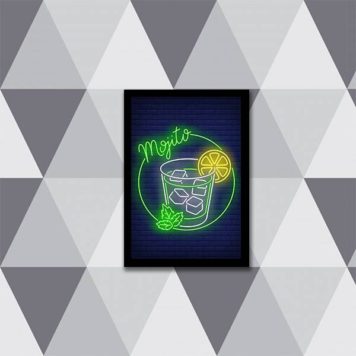 Quadro Decorativo Mojito Simulando Neon