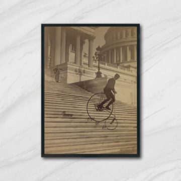 Quadro Fotografia Homem Antigo de Bicicleta