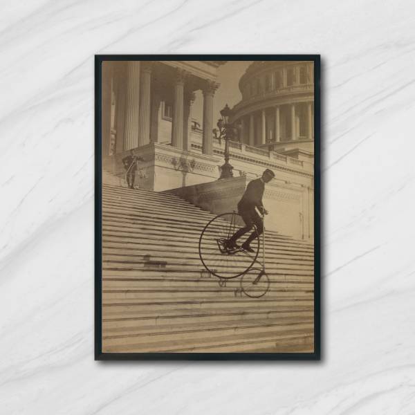 Quadro Fotografia Homem Antigo de Bicicleta
