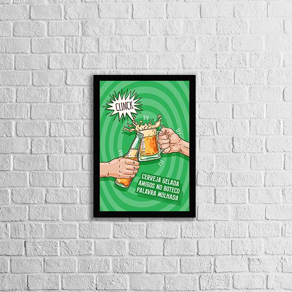 Quadro Cerveja Gelada e Amigos No Boteco