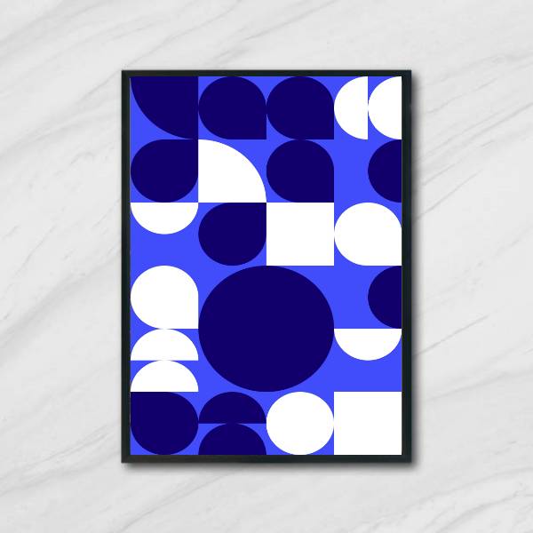 Quadro Geométrico Azul e Branco I