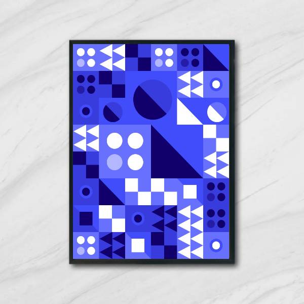 Quadro Geométrico Azul e Branco III
