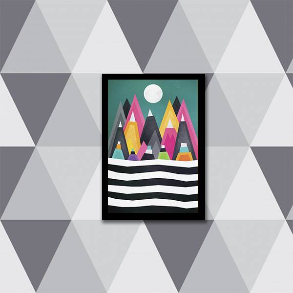 Quadro Montanhas Geométricas Multicoloridas