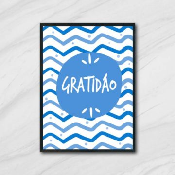 Quadro Palavra Gratidão - Azul