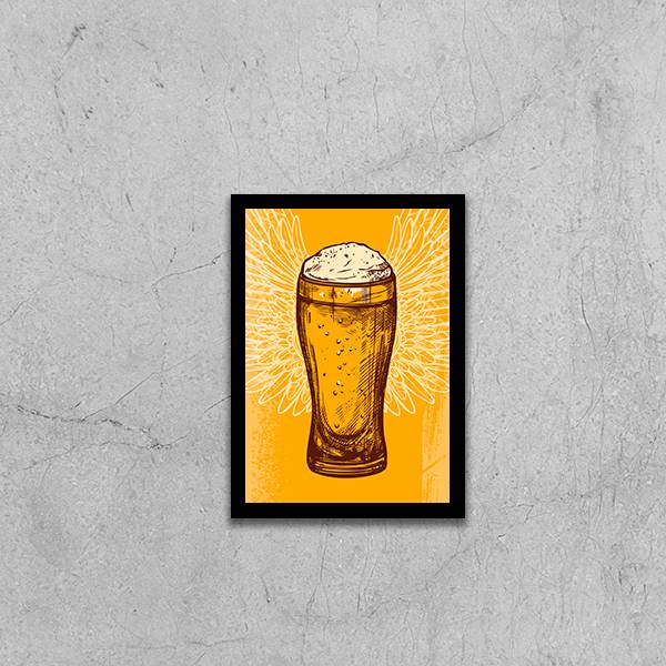 Quadro Copo de Cerveja Com Asas
