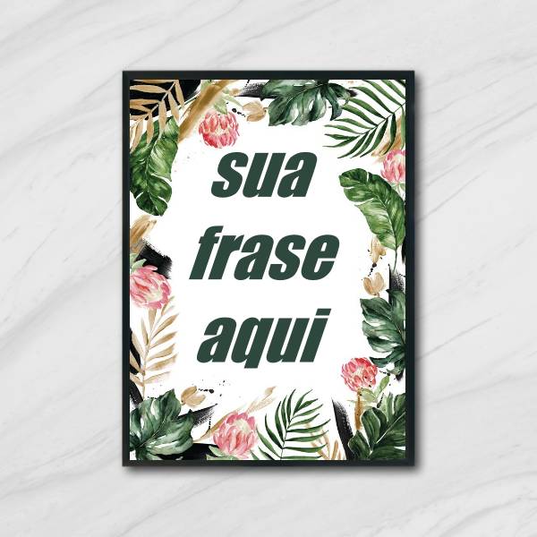 Quadro Personalizado Fundo Flores e Folhas