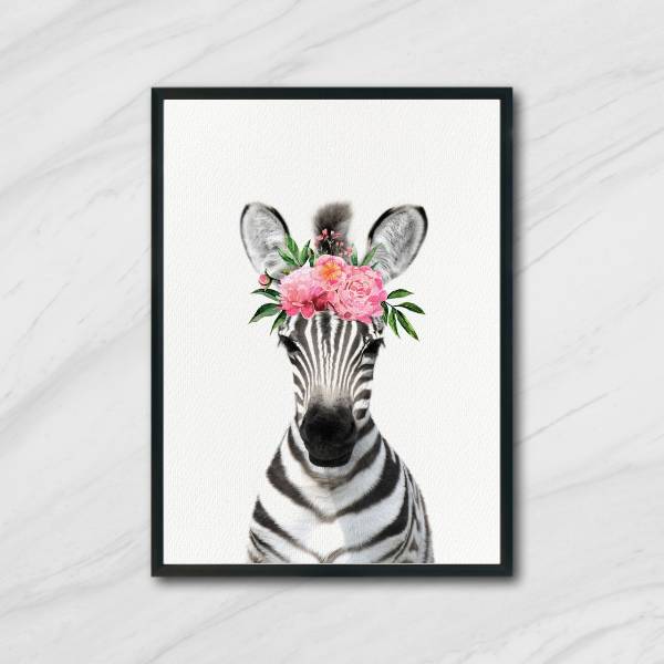 Quadro Zebrinha Coroa de Flores