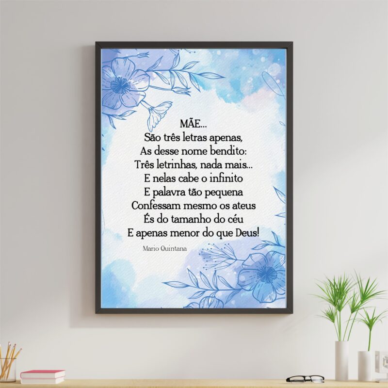 Quadro Mãe Poema Fundo de Flores
