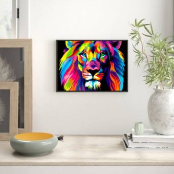 Quadro Decorativo desenho rosto leão colorido