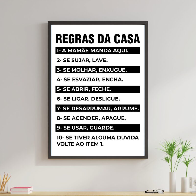 Quadro Decorativo Regras da Casa