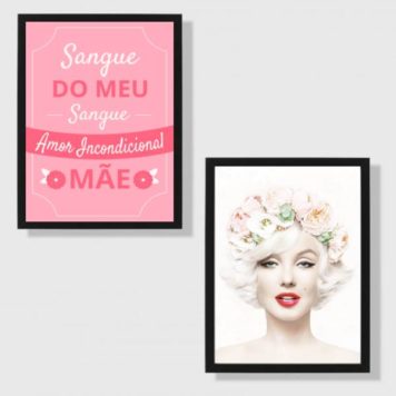 Kit 2 Quadros Mãe Amor - Marilyn Monroe